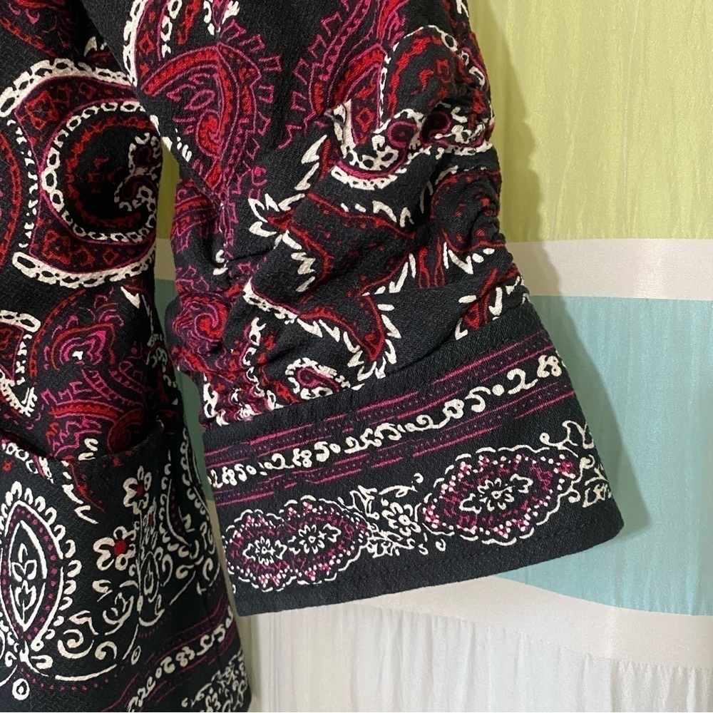 Coldwater Creek Paisley Ruched Sleeve Jacket Sz 10P - Picture 4 of 8